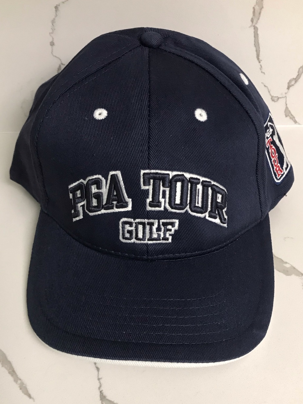 PGA Tour Navy Golf Baseball Cap with White Embroidery New